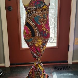 Versace like New Large colorful summer dress comfortable material made by Zenana